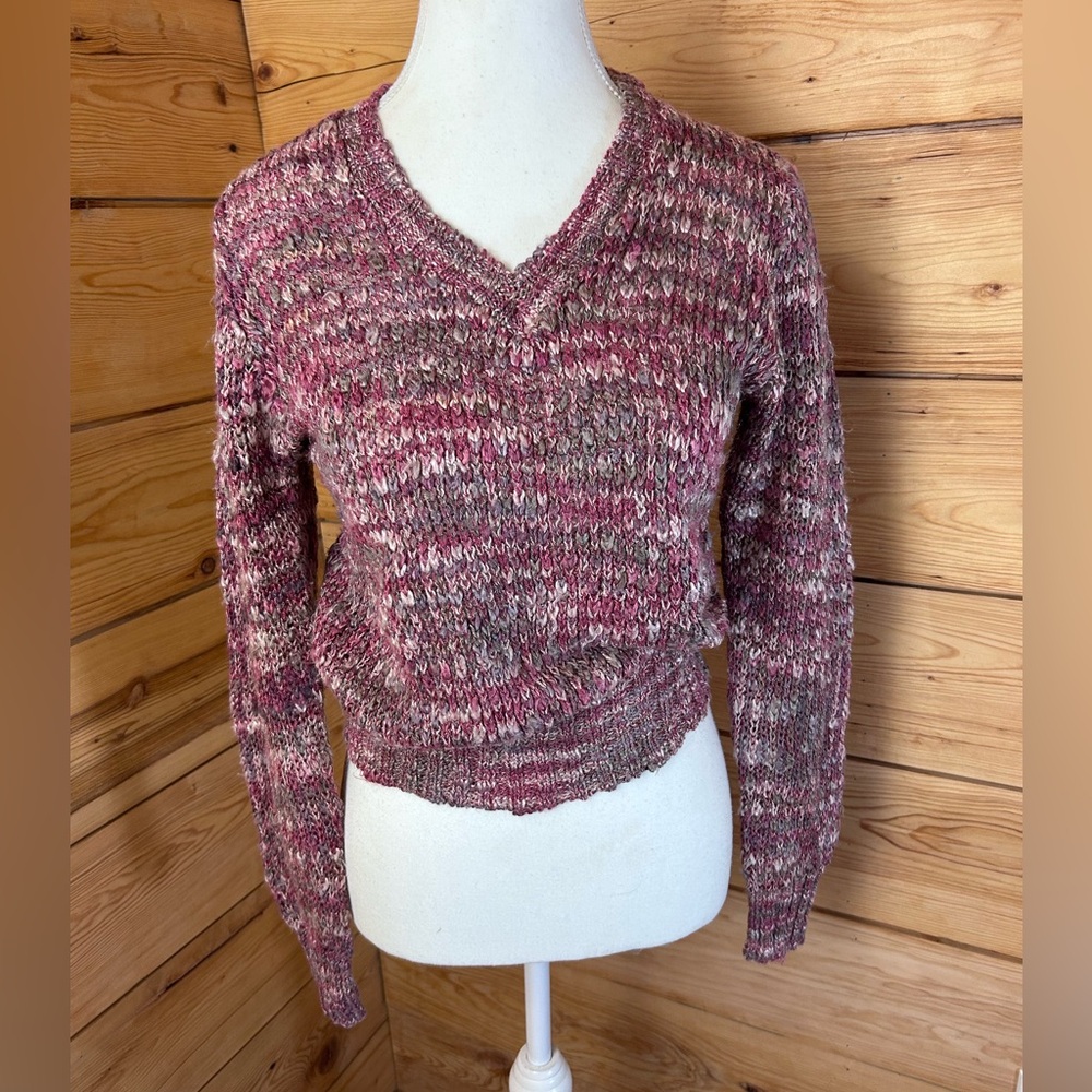 Lot of 2 Vintage Eaton Sweater Bundle Marled Knit Pink Green Cottagecore M L